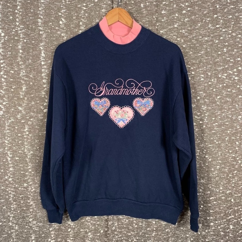 Vintage Endless Designs Grandmother Embroidered Sweater Cottagecore Womens Large